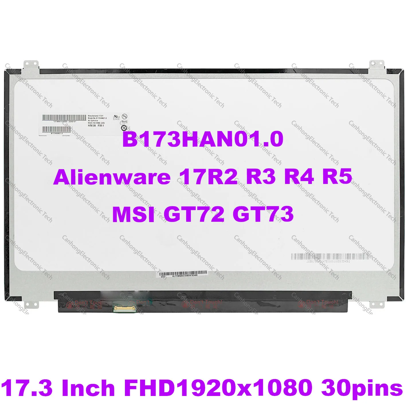 

17.3" IPS Laptop LCD Screen B173HAN01.0 Fit LP173WF4-SPF1 SPF2 SPF3 SPF4 SPF5 For DELL Alienware 17R2 R3 R4 R5 MSI GT72 GT73 FHD