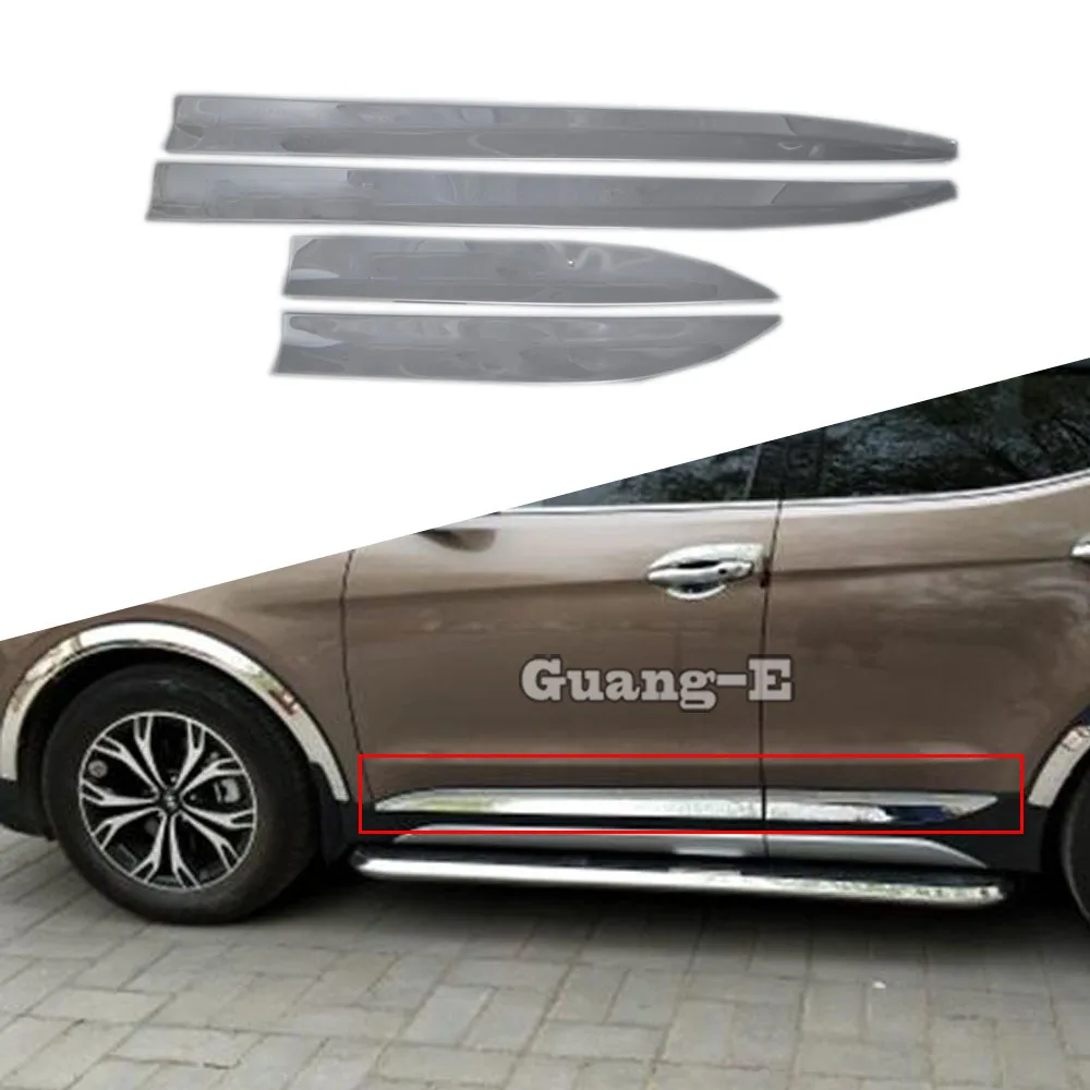 

Steel Side Door Body Molding Trim For Hyundai IX45 SantaFe 2013 2014 2015 2016 2017 2018 Decoration Strip Exterior Accessories