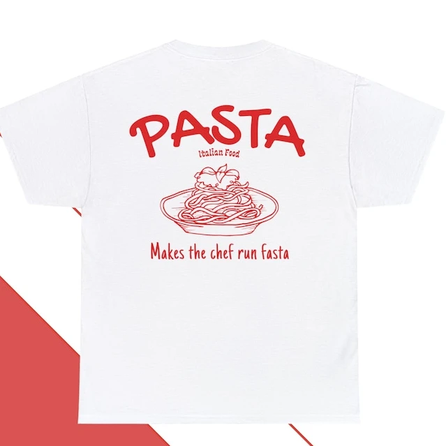 Pasta Makes the chef run fasta - T-shirt Unisex Heavy Cotton Tee gift