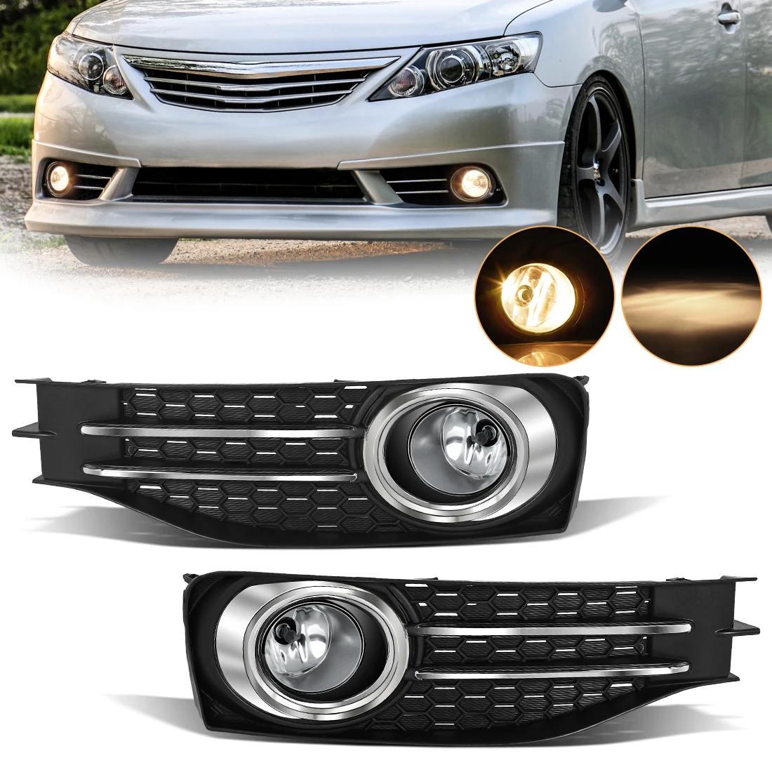 

For Toyota Alliow 2010-2016 Fog Light Fog Lamps Front Bumper Halogen LED White Foglights Fog Lamp Assembly Car Accessories