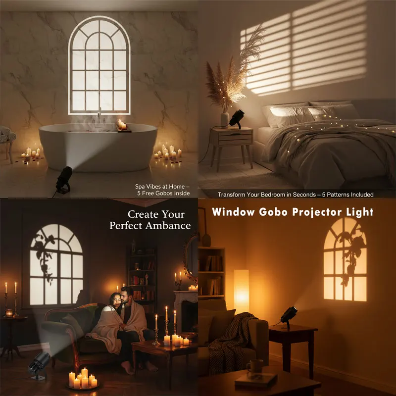 

Window Shadow Projector Light 12 Gobo Discs Mood Lamp Bedroom Salon Studio Streaming Background Decoration