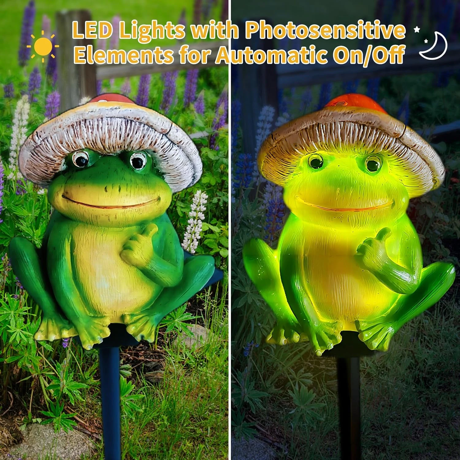 Enhance your outdoor atmosphere with charming and elegant waterproof solar-powered frog garden lights. This delightful and color