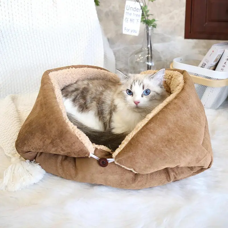 Katzenbett-Schlafsack, kleine Hundebetten, waschbar, zum Schlafen, Verstecken, für den Innenbereich, Haustiersofas, warmes Hundehaus für den Winter, drinnen und draußen