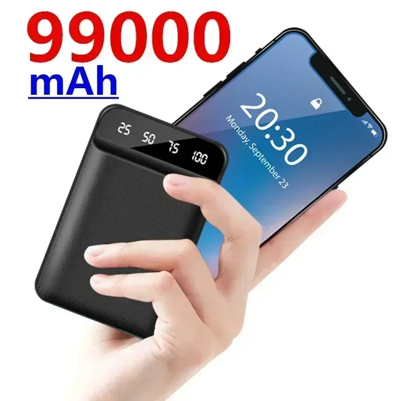 WE 99000mAh Przenośny Mini Power Bank LED Cyfrowy wyświetlacz Power Bank Zewnętrzny akumulator do iPhone Pro Xiaomi Huawei