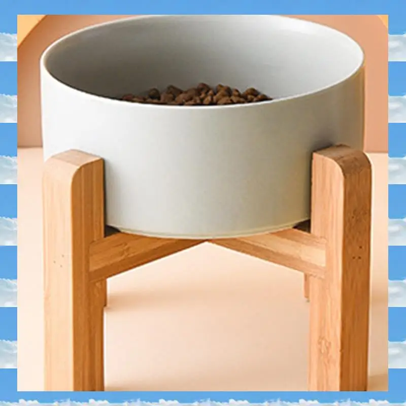 

A11I Big Dogs Bowl Double Elevated Pet Food Water Feeders Small Medium Large Dog Feeding Supplies With Wooden Stand