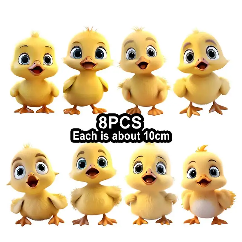 8 PCS Cute Duck Duckling Self-Adhesive Wall Stickers Laptop computer For Home Decoration Decals M860