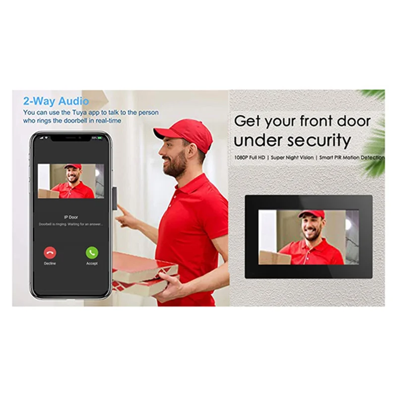 ABGR-جرس باب يتضمن شاشة عرض فيديو شقة الاتصال الداخلي 7In نظام مراقبة اللمس الكامل TUYA Wifi المنزل فيديو إنترفون باب الهاتف أطقم