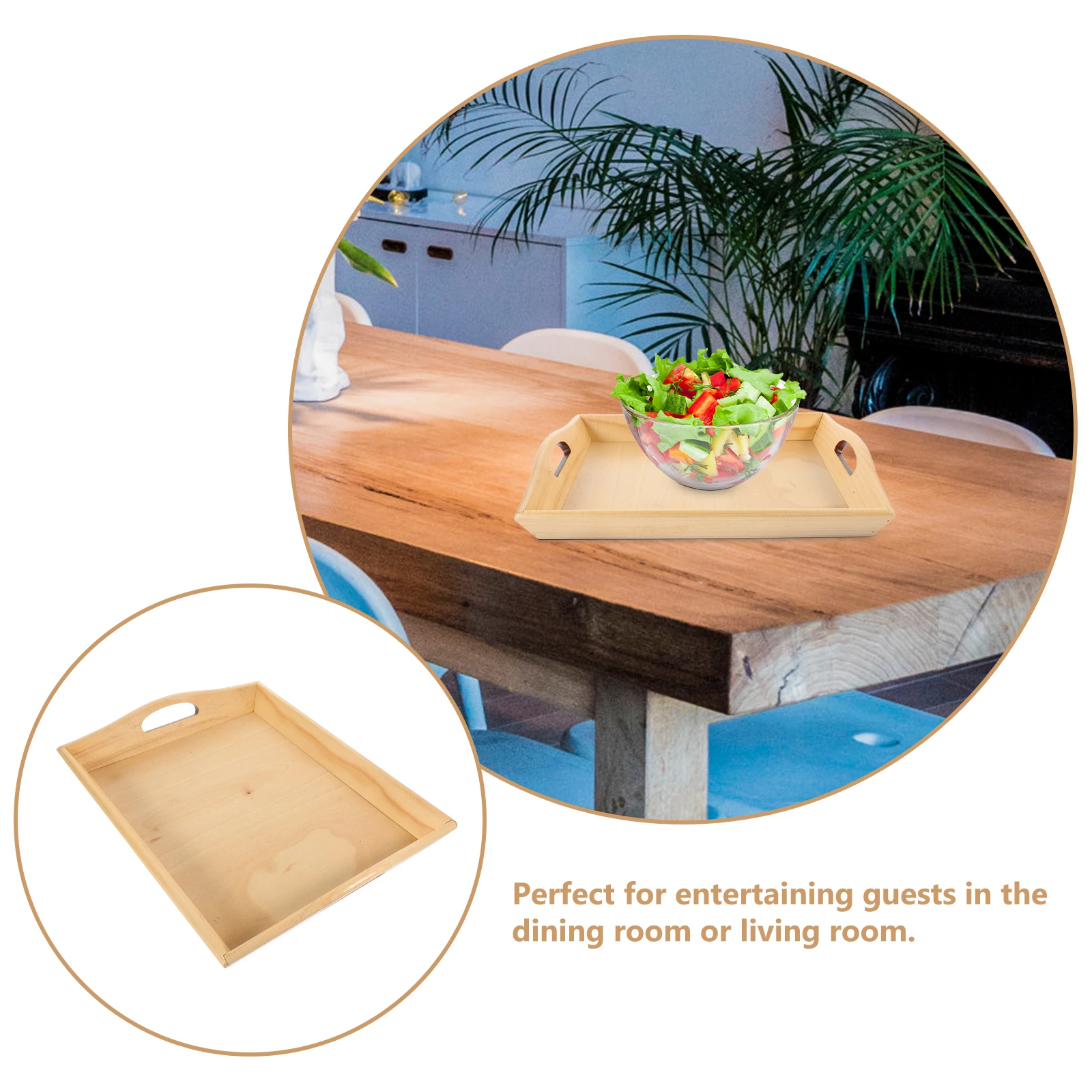 

Wooden Serving Dual H Tea Tray Snack Fruit Bread Dish Rectangle Storage Wood Serving Tray Hippo