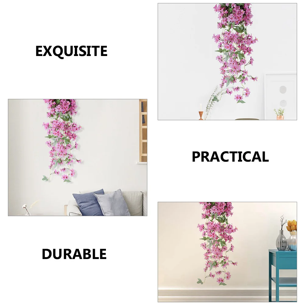 

1pc Artificial Cherry Blossoms Vine Green Leaves Home Wall Decor Hanging Flower Vine For Wedding Christmas Porch Decoration