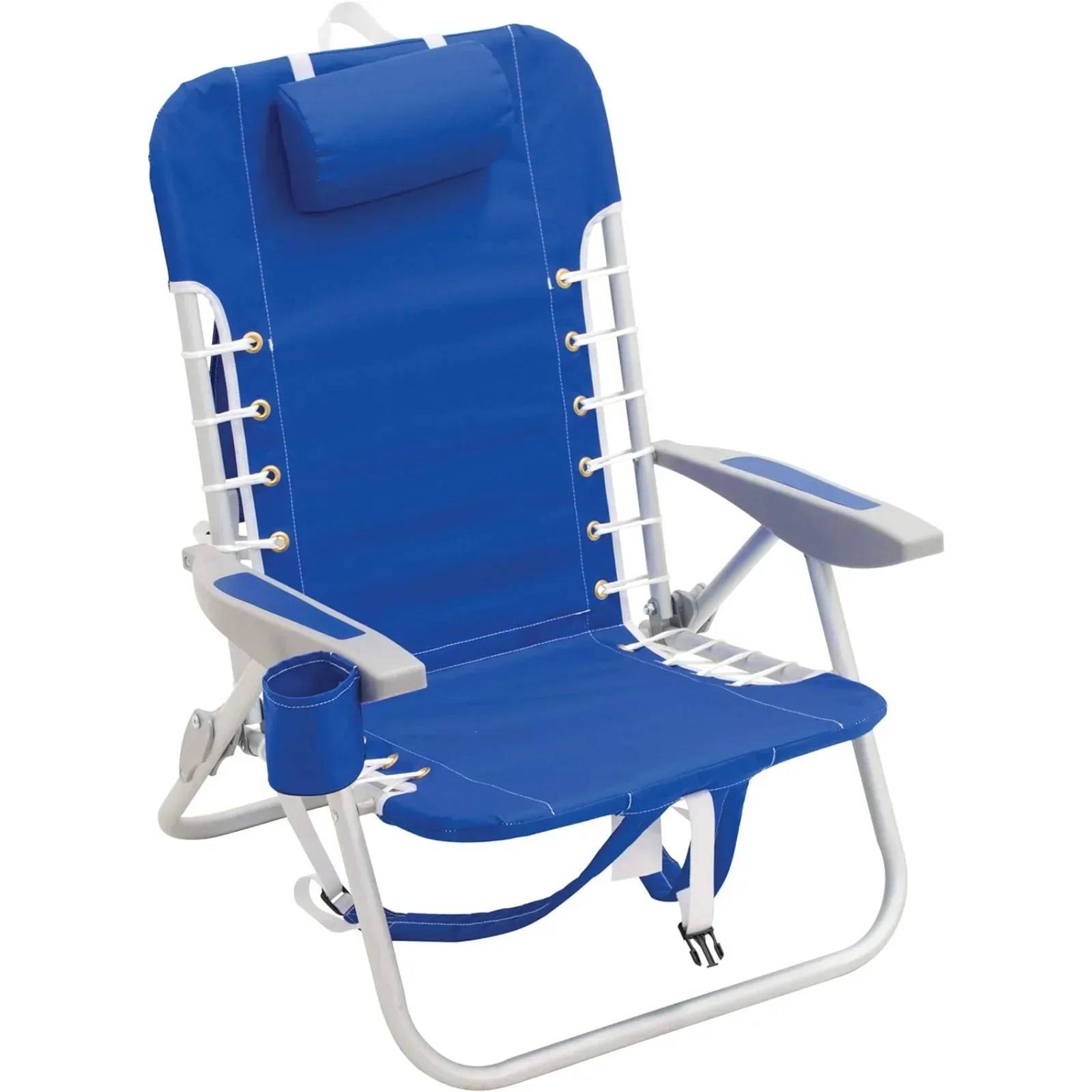 Immagine 3: For Beach sedia da spiaggia zaino pieghevole con sospensione stringata, azzurro