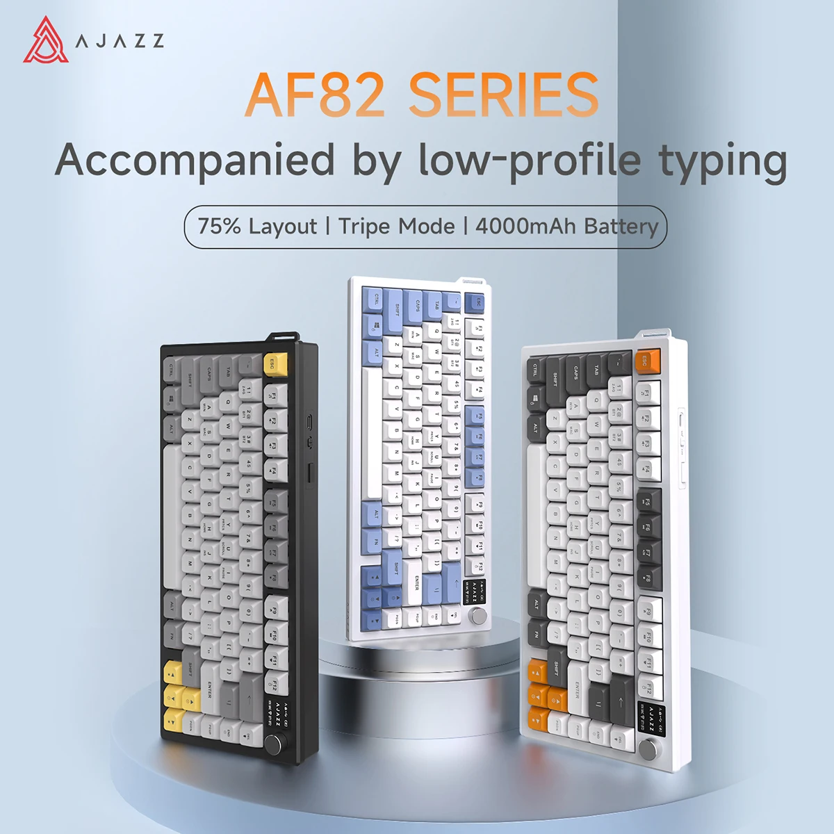 AJAZZ 75% Layout AF82 Ästhetische Dünne Folientastatur mit Lautstärkeregler, 82-Tasten Ergonomische Bürotastatur, Leise Struktur, Büro-Essential