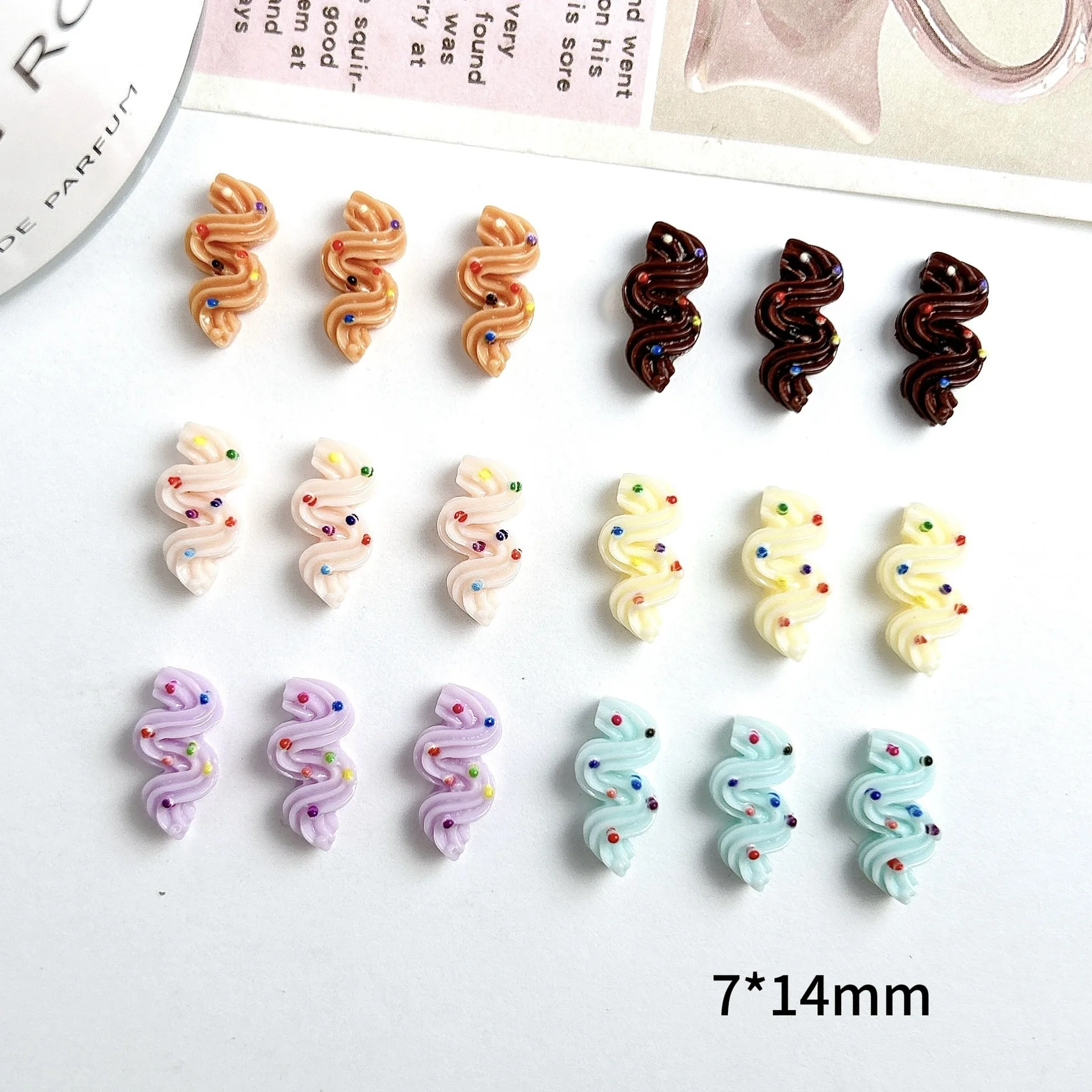 10pc Mini multi-color Cream Strips Nail Art Charms Sweet Resin Nail Rhinestone Decorations Kawaii Accessories DIY Manicure Tools