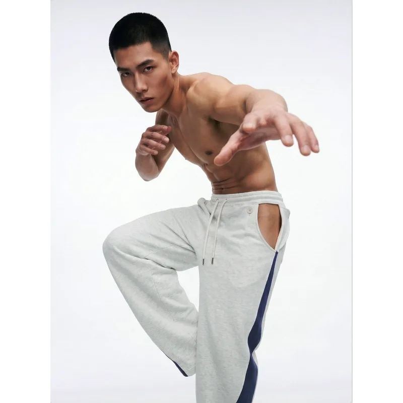 summer-folding-hollow-contrasting-color-scimitar-casual-sweatpants-pure-cotton-home-elastic-pants-couple-convenient-pants