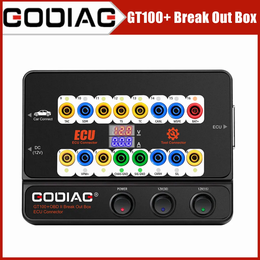 GODIAG GT100+ OBD II Break Out Box ECU Bench Connector GT100 Pro with Electronic Current Display