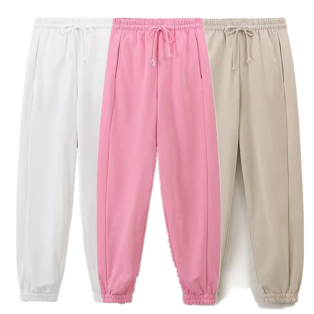 

Maxdutti Summer Solid Cotton Loose Woman Clothes Women's Pants And Trousers Drawstring Loose Harem Jogging Pants Women