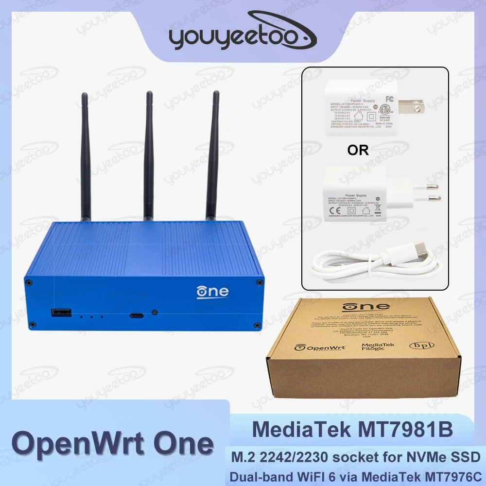 yZ[zoiipC OpenWrt One I[v\[X X}[g[^[ MediaTek MT7981B fAoh WiFi6 2.5GbE & MKrbgC[Tlbg RJ45 256 MiB SPI NAND