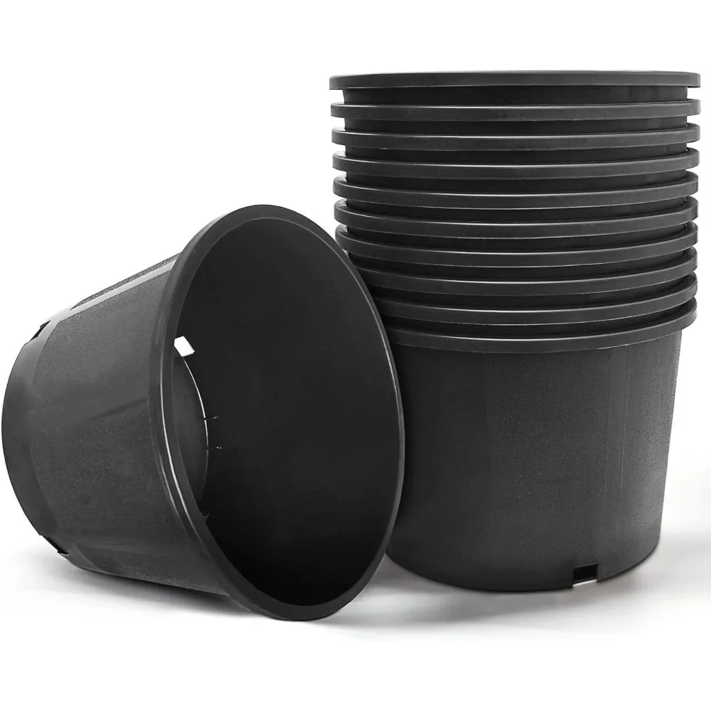 

Nursery Pots Gallon Pot with Drainage Holes Plastic Plant Container Suitable for Indoor Outdoor Vegetables Flowers Plants 10 PCS