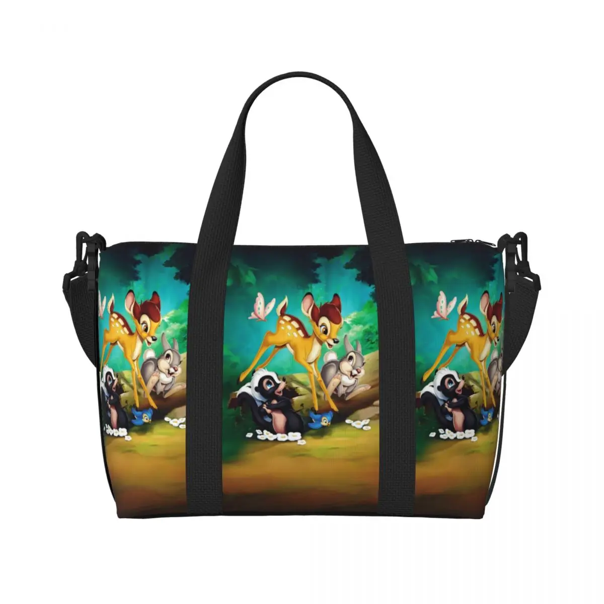 

Большая большая сумка-тоут «Бэмби» на заказ для женщин, милая сумка-шоппер с оленем, пляжная дорожная сумка для спортзала