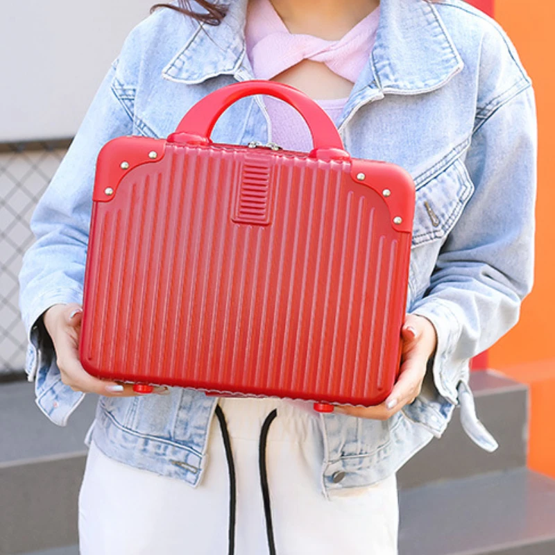 Portable Lightweight Mini Makeup Box Storage Box 14 inch for Girls Students, Simple Big Capacity Organizer