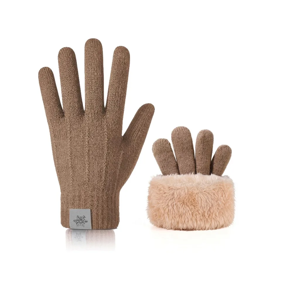 

New Windproof Winter Warm Gloves Double Layer Cold Proof Velvet Gloves Thickened Cycling Knitted Gloves Men's and Women's