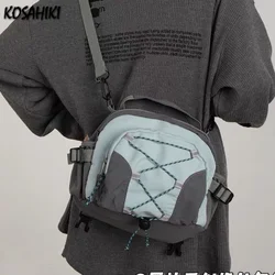 Korean Trendy Patchwork Mini Backpacks Y2k Contrast Color Women Vintage Shoulder Bag Student All Match Streetwear Crossbody Bags