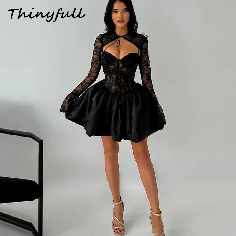 

Thinyfull A-line Short Lace Prom Dresses Sweetheart with Jacket Evening Gown Mini Birthday Party Dress Robe De Soirée Customized