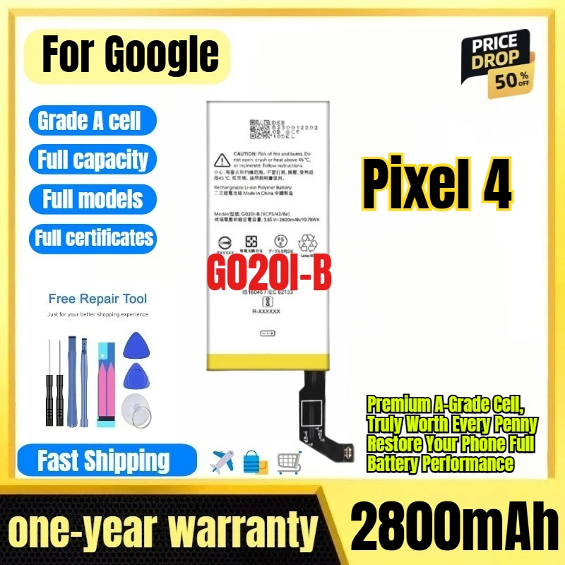 G020I-B for Google Pixel 4 Phone Battery 0 Cycle High Quality High Capacity Battery Replacement Bateria Grade A Cell with Tools