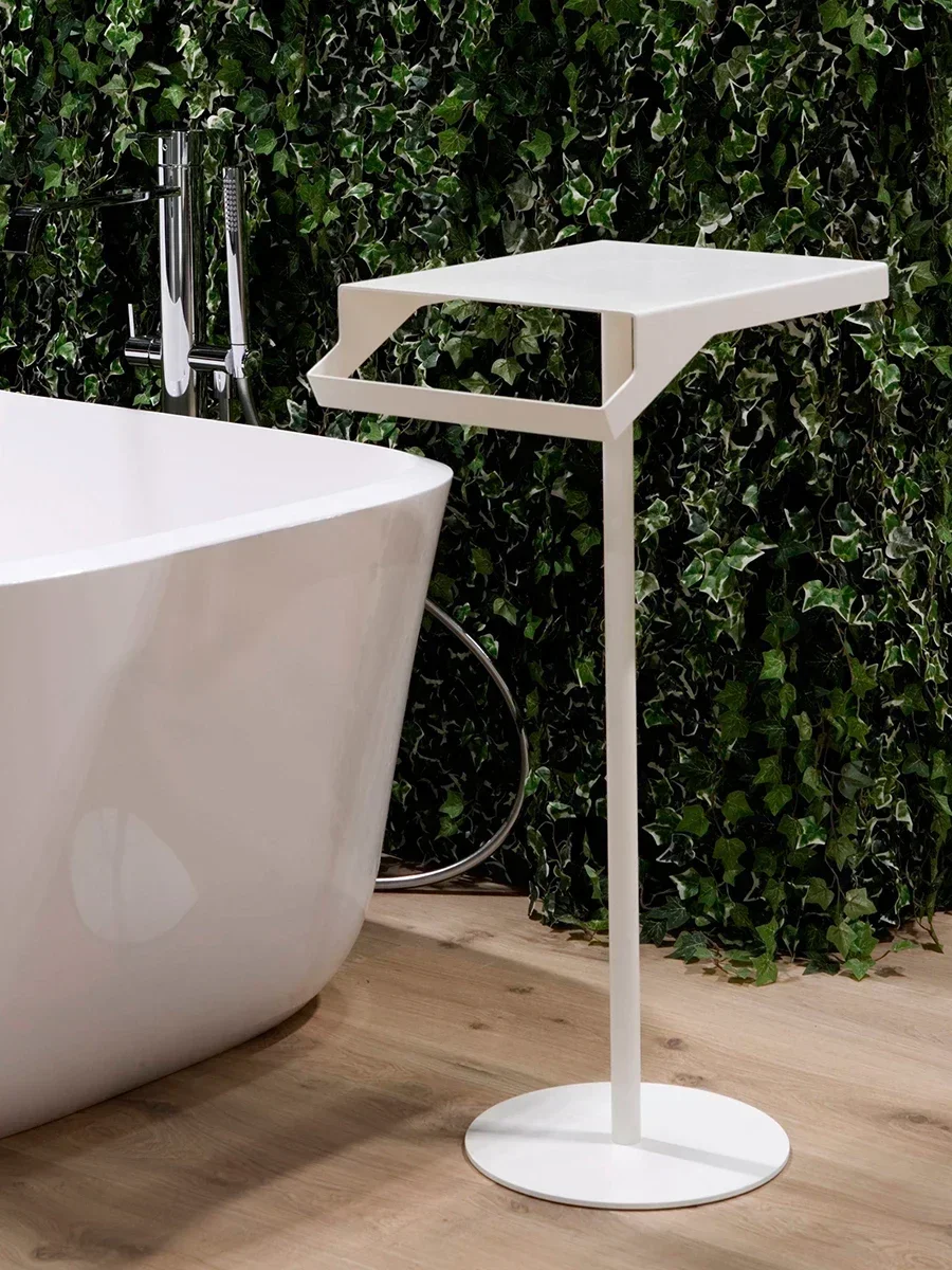 A  Nordic toilet bathroom rack stainless steel bathtub non-punching shelf floor shower gel towel storage rack
