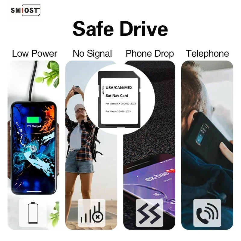 SMIOST New for Mazda 3 CX-30 Car USA/CAN/MEX Maps 16GB Navigation SD Card GPS 2023 Memory Card Sat Navi