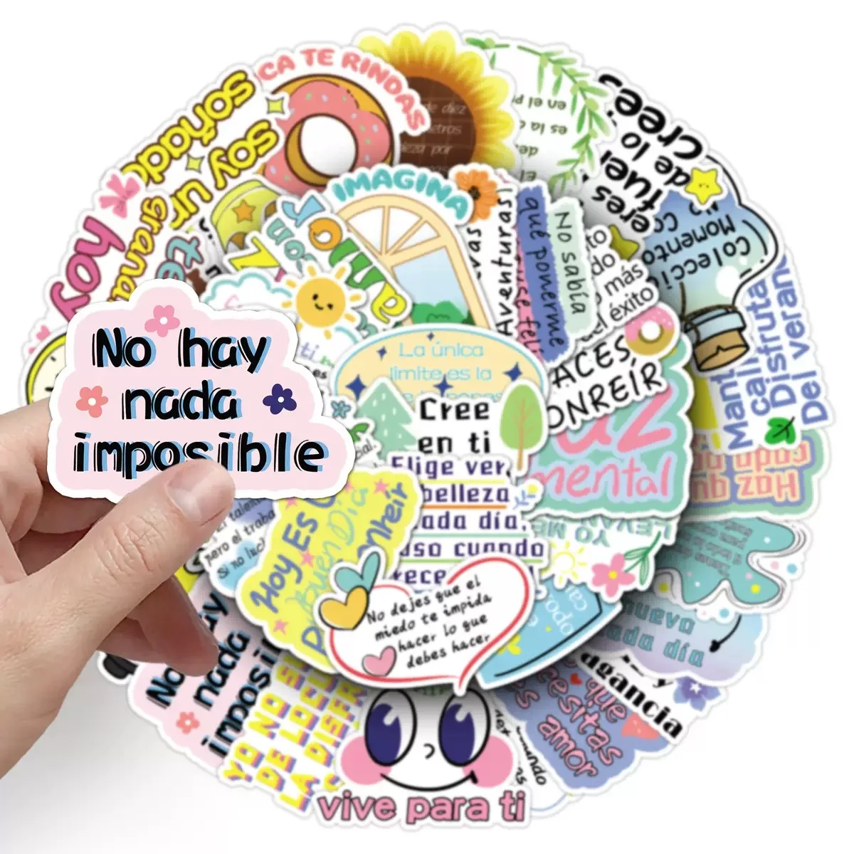 10/50Pcs Spanish Motivational Phrase Stickers Aesthetic Decals DIY Office Study Room Classic Inspirational Life Quotes Sticker