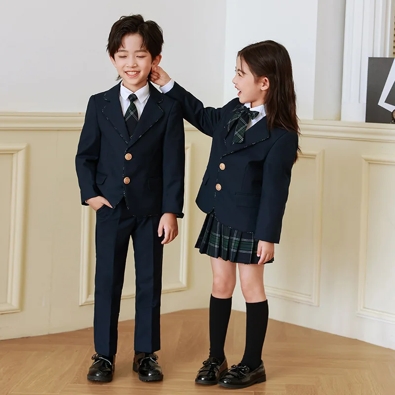 College Style Class Uniform Three Piece Set Spring and Autumn Fashion Suit British Style Shirt Coat Pants or Skirt Set