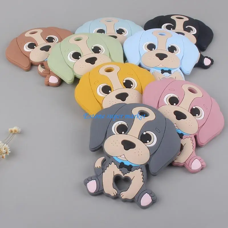 090B Dog Silicone Pacifier Clip with Teether Set Teething Soother Toy
