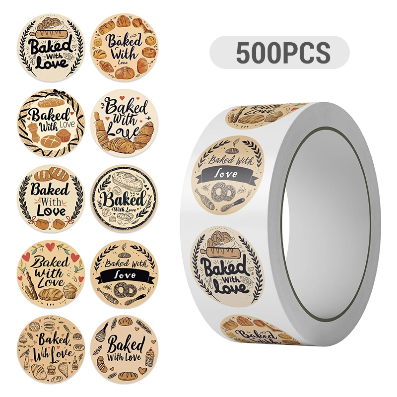 500PCS Funny Baking Stickers Cute Kitchen Roll Sticker Bakery Themed Party Decorations Creative Food Decals for Water Bottles