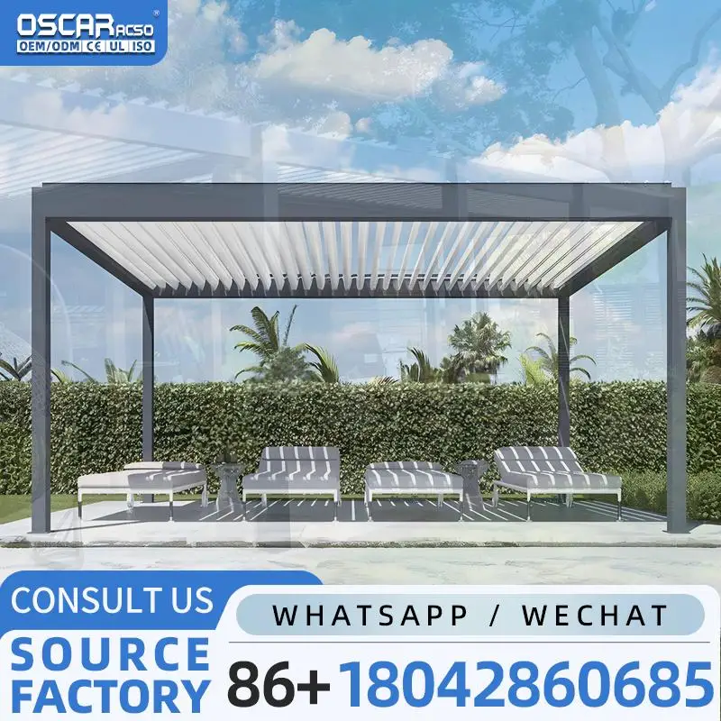 12'x20' Outdoor Aluminum Louvered Pergola with Adjustable & Rainproof Roof Dark Gray for Garden Patio Backyard pergola