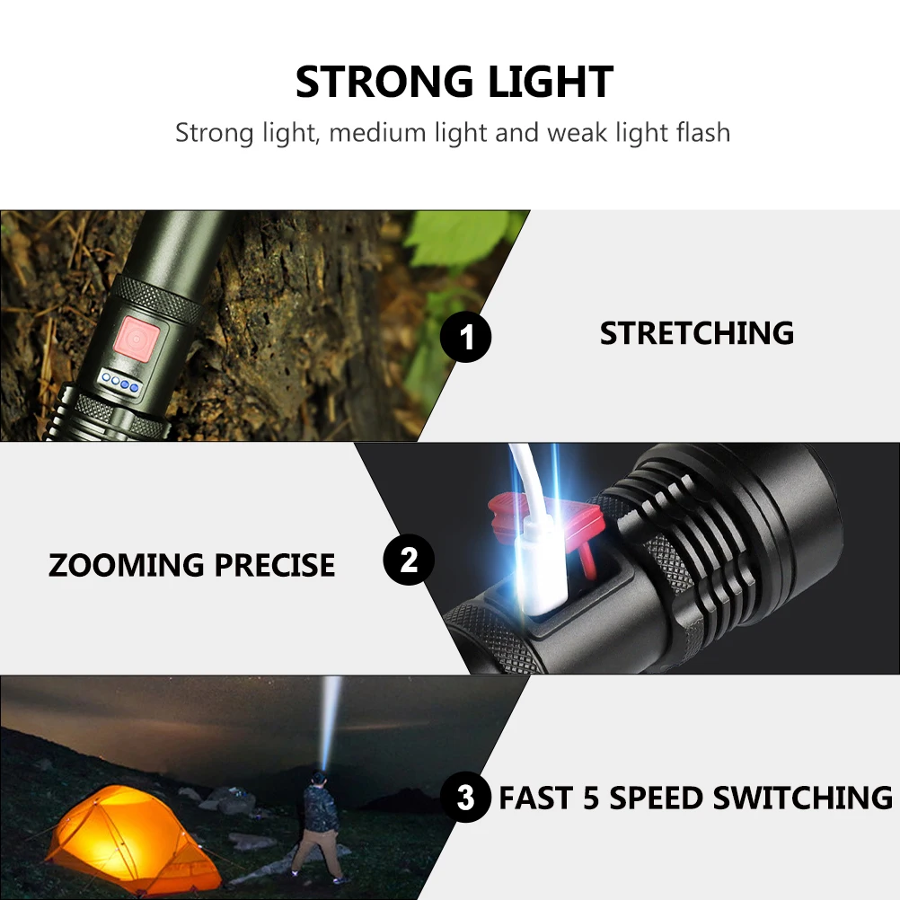 

Multifunctional Flashlight LED Aluminum Alloy Camping Lighting Device Rechargeable H held Outdoor