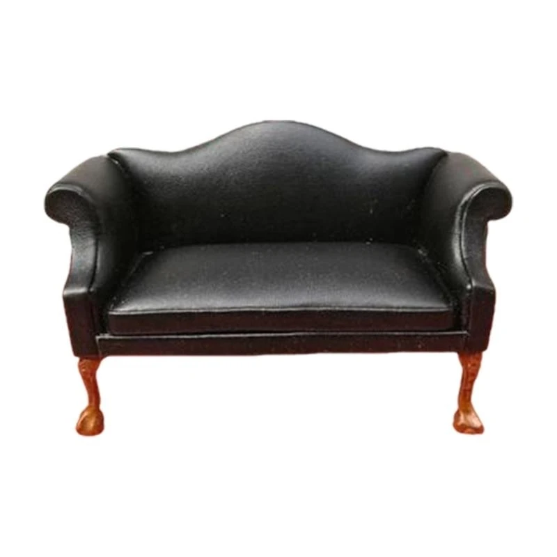 

Bedroom Leather Loveseat/Single Sofa Miniature Furniture Model Doll Houses Couch Accessory Realistic Playset 1:12