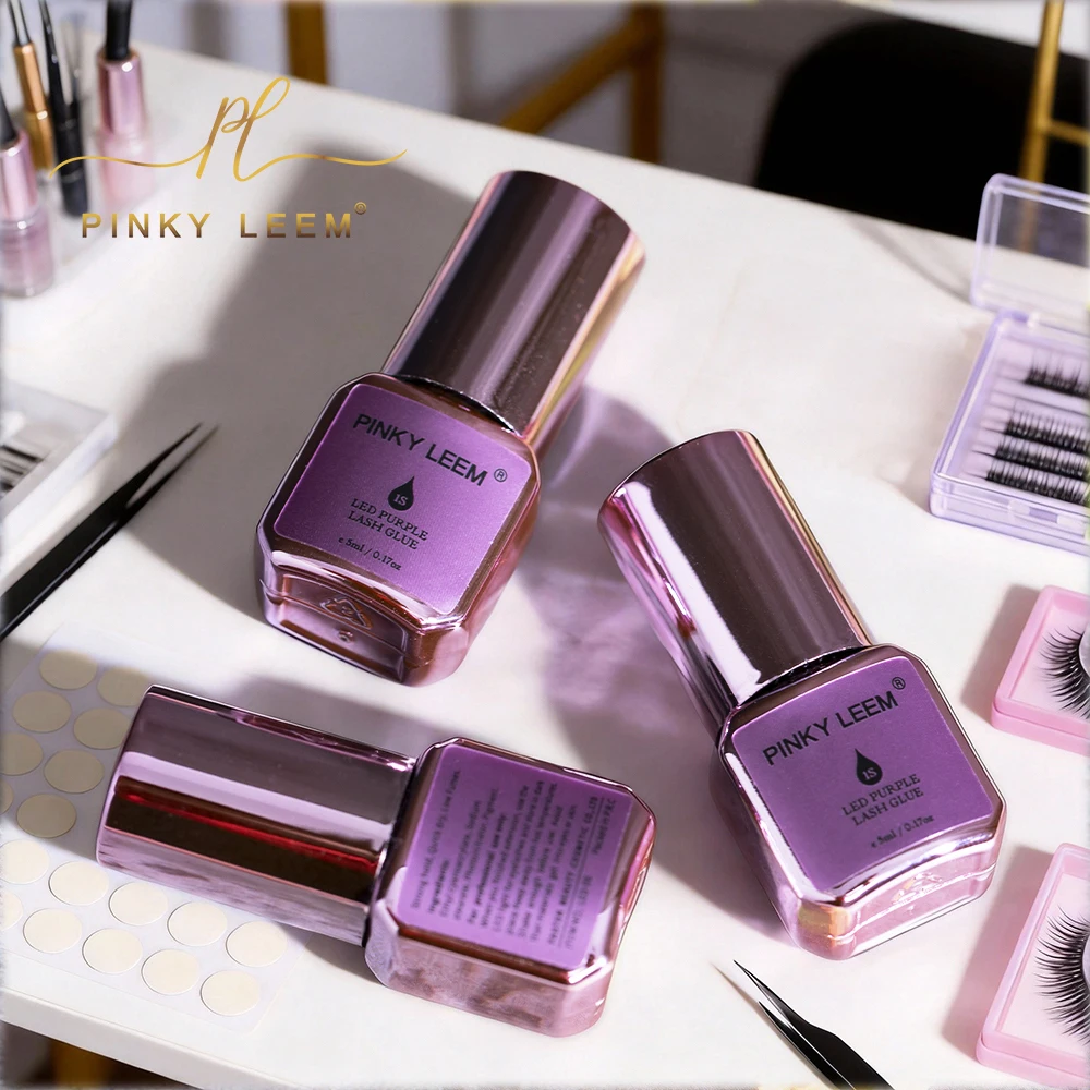 Pinky leem custom waterproof oil-resistant self-labeling eyelash glue LED eyelash extension glue UV adhesive