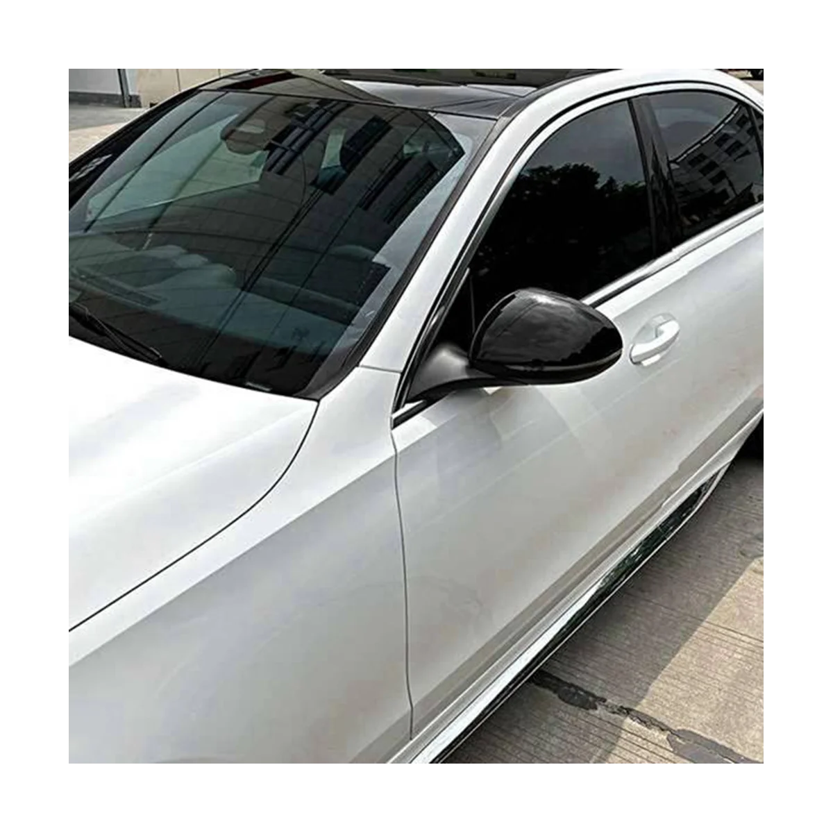 Preto brilhante espelho retrovisor lateral capa guarnição espelho traseiro cobre substituir para benz s c classe w223 w206 eqs 2021 2022 2023