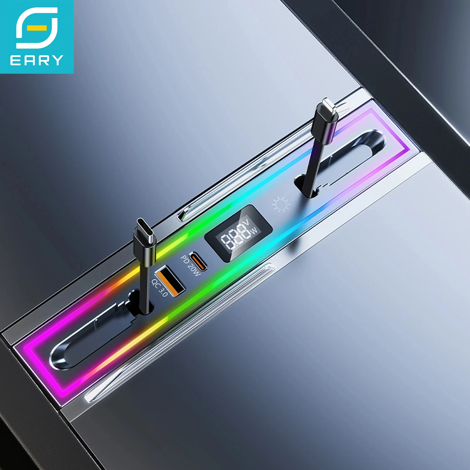 

Док-станция Eary USB Hub для Tesla Model 3 Highland 2024-2025 и Model Y Juniper, 4 порта, быстрая зарядка, с RGB-подсветкой