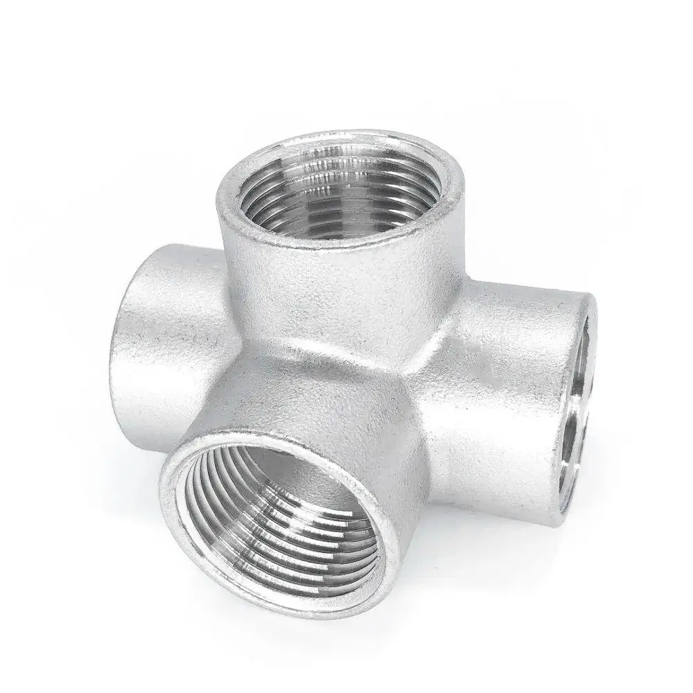 

Stainless Steel 304 1/2" 1" Female BSP Thread Pipe Fitting 4 way Equal Cross Connector SS304