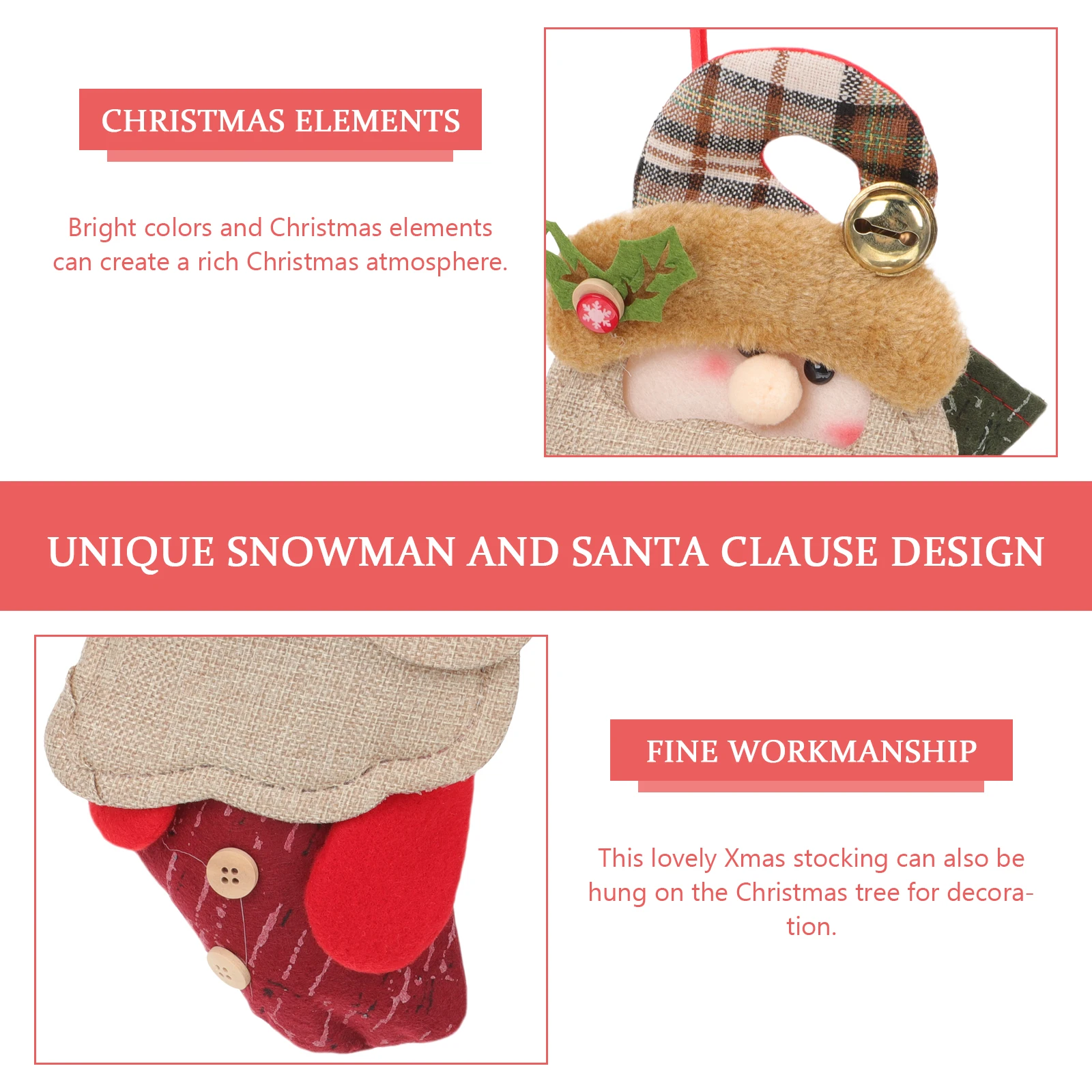 

2 Pcs Santa Bags for Gifts Christmas Stocking Party Sock Pendant Utenciles Decorative Tree Xmas Pouch