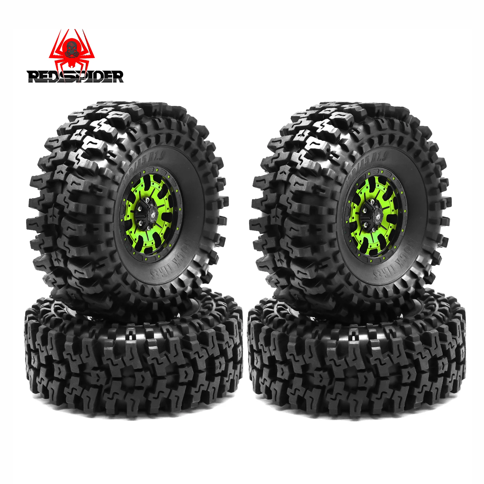 

4Pcs 1.9 Beadlock Wheels and Tires Soft Rubber Tires OD 4.13''.for 1:10 RC Crawler SCX10 90046 SCX10 III AXI03007 CC01 D90 D110