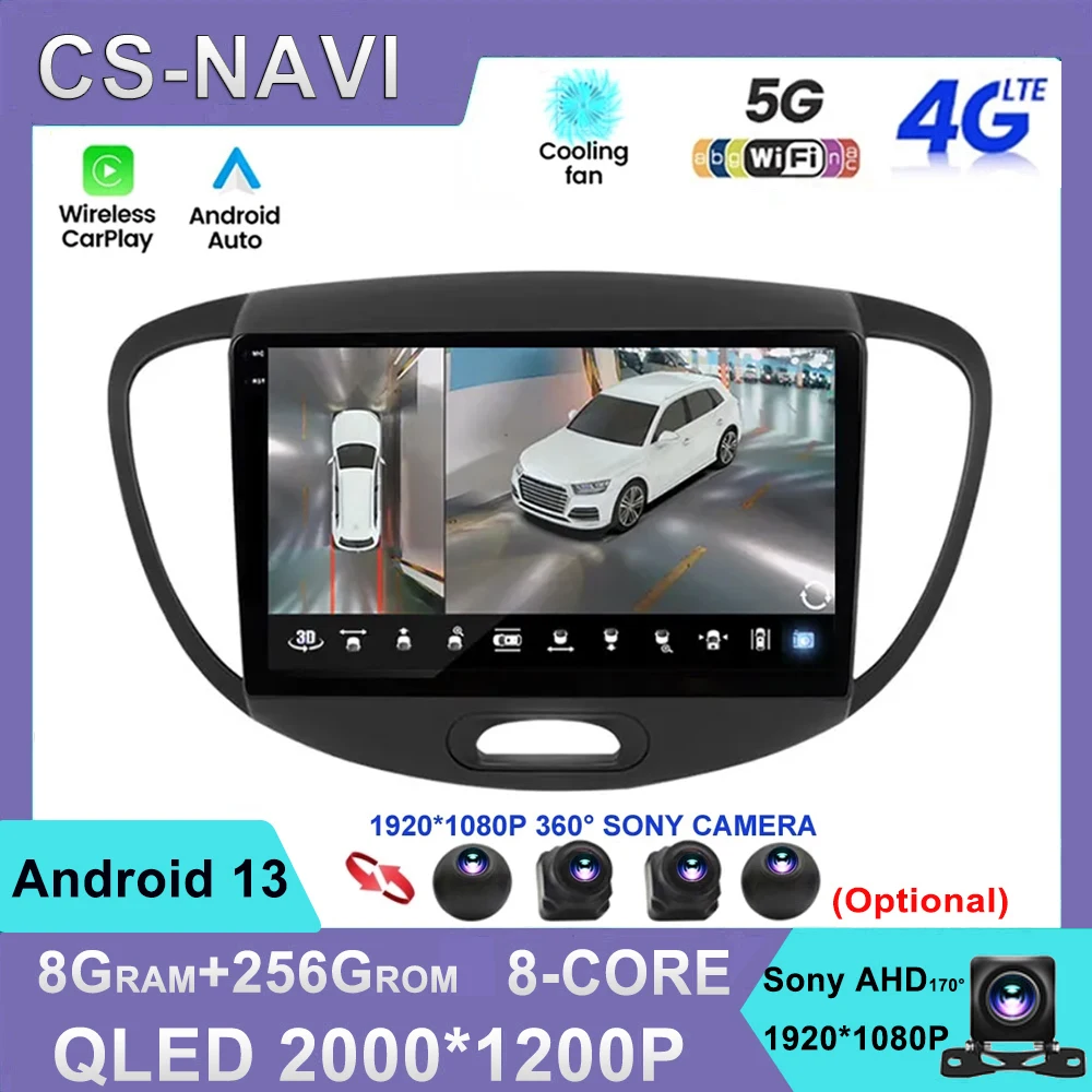 

For Hyundai Grand I10 2007- 2013 2 din Android 13 Stereo Car Radio Multimedia Vedio Player Autoradio GPS CarPlay 4G QLED Sreen