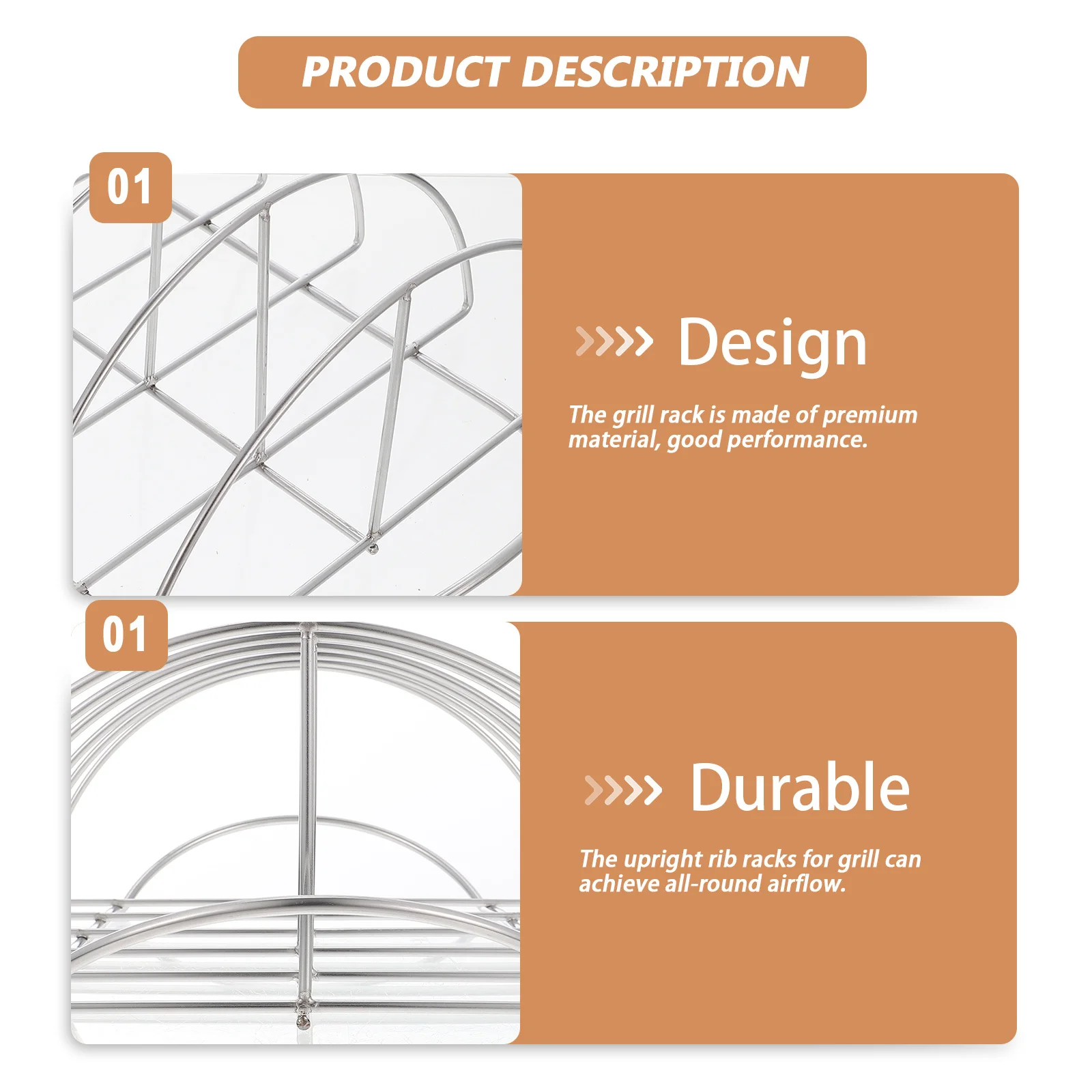 

Bbq Accessory Rib Rack Wear-Resistant Stainless Rib Holder Convenient Stand for Grilling Camping Picnic Bbq Accessory