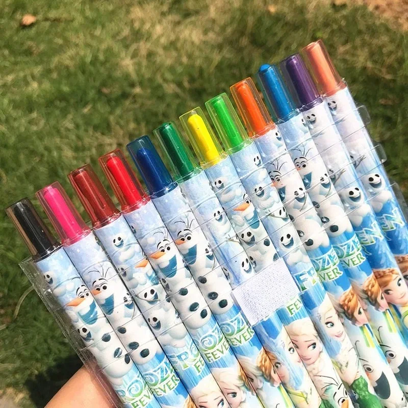 12 لون ديزني فروزن الطباشير الكرتون الأميرة إلسا طالب رسم أقلام القرطاسية المدرسية هدايا أعياد ميلاد للأطفال اللعب أقلام الطباشير #5