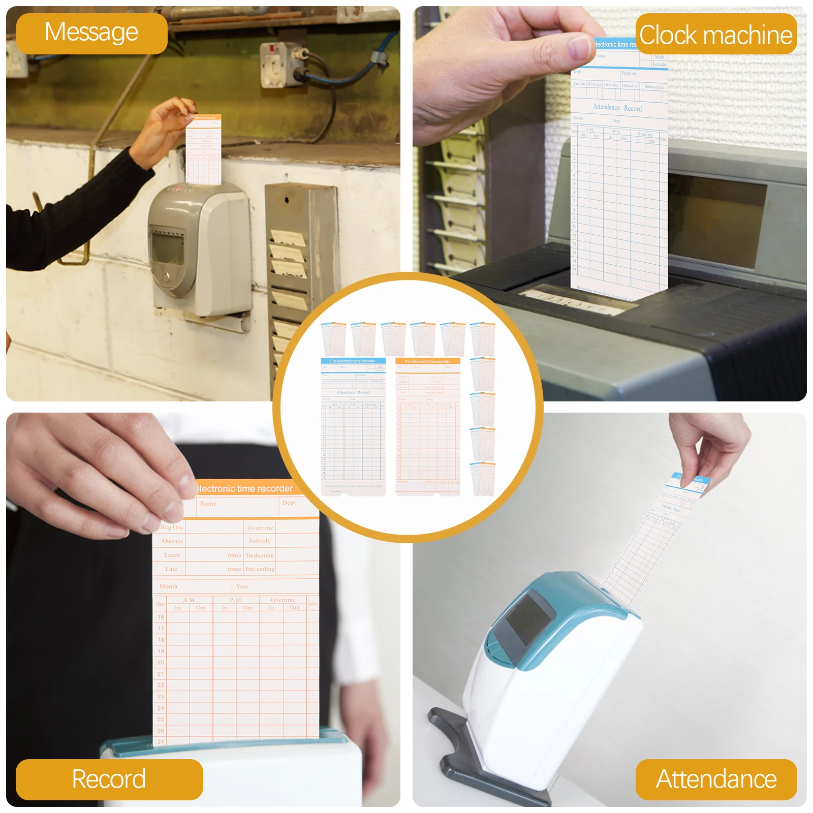 

100 Sheets English Double-Sided Paper Attendance Records Office Factory Warehouse Staff Weekly Punch Clock