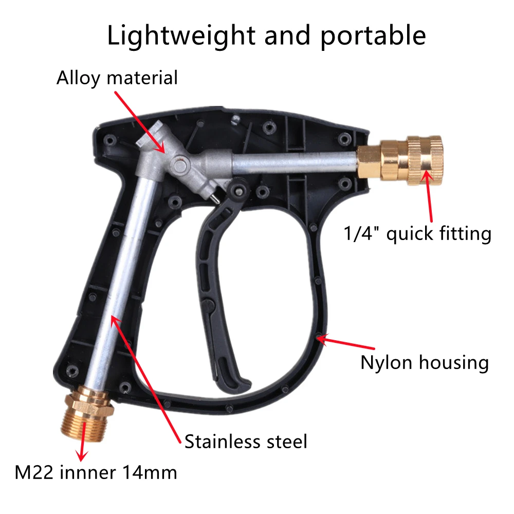 High Pressure Washer Gun+Snow Foam Cannon Set Aluminum Material Spray Gun PA Foam Pot Garden Household Car Washing Tools With 1/4" Quick Plug - view 4
