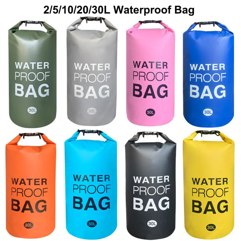 Waterproof Swimming Bag Dry Sack Backpack 2/5/10/20/30L Floating Dry Gear Bags Fishing Boating Kayaking Rafting Storage Bag