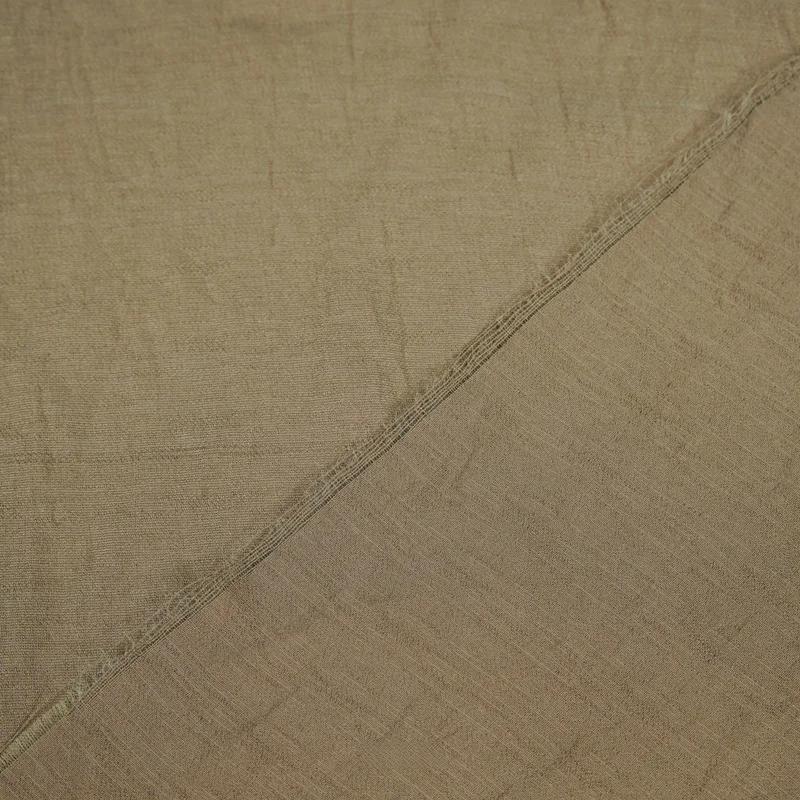 Chinese-style khaki brown Tencel linen ramie fabric for shirts, pants, and skirts, designer clothing materialA