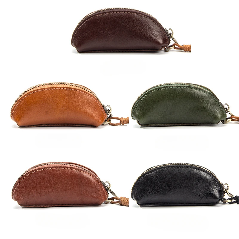 Genuine Leather Coin Purses Pouch Change Purse With Zipper For Men Women Minimalist Wallets Lightweight Coin Lipstick Pocket